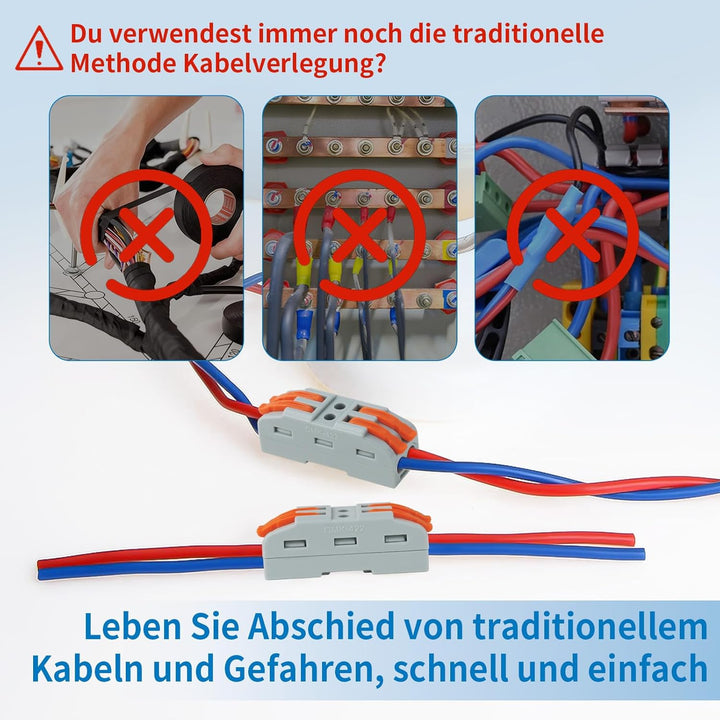 Durchgangsverbinder 5-polig mit Hebel – 30 Stück Verbindungsklemmen für 5 Leiter – Inline Kabelverbi