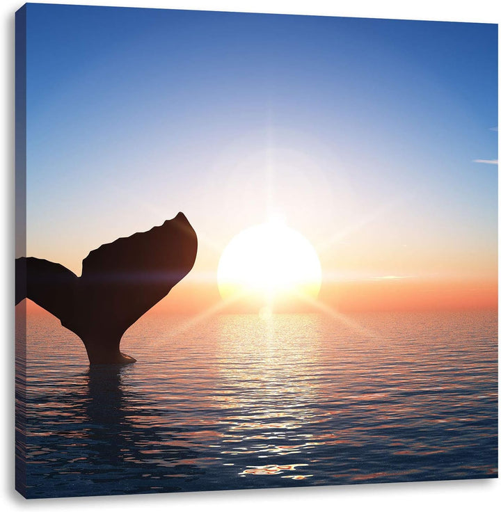 Pixxprint Walflosse im Sonnenuntergang, Format: 70x70 auf Leinwand, 70x70