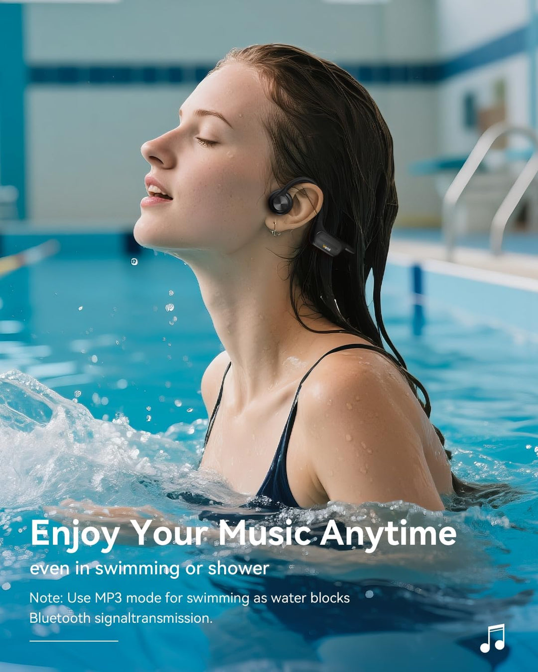 Wantek Kopfhörer Schwimmen, Knochenschall Kopfhörer Bluetooth 5.4, IP68 Wasserdicht,Sportkopfhörer 3
