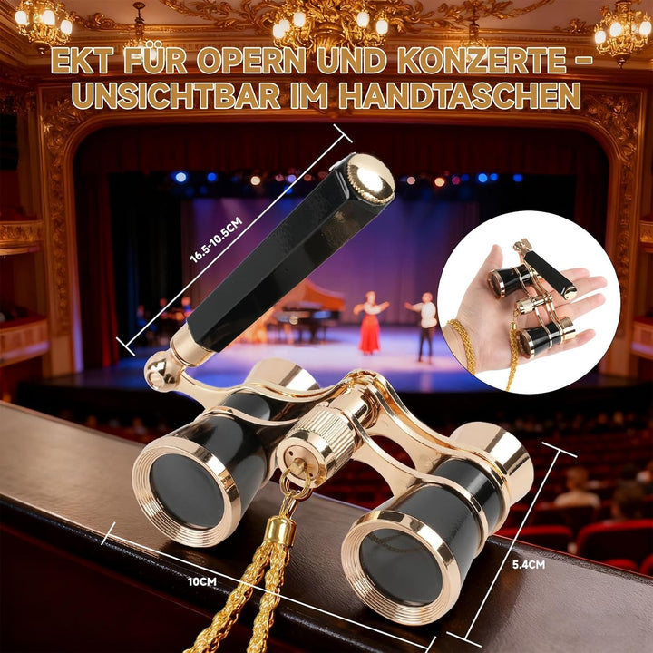 Faltbares Opernglas 3x25 Theaterglas für Damen und Mädchen, Tragbares Fernglas mit Metallkette &amp; Auf