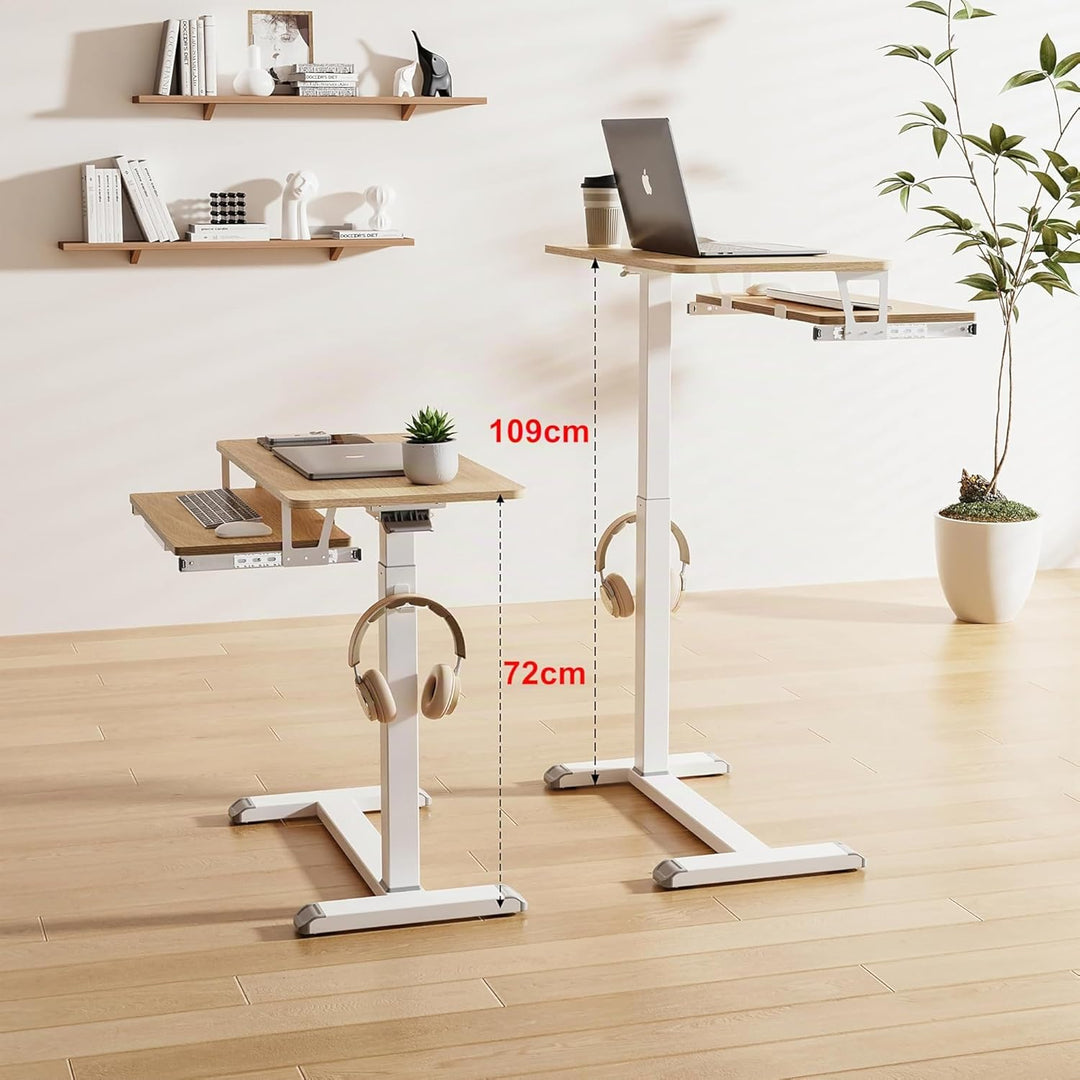 Fydeamer 68 × 50cm Mobile Standing Desk mit Tastaturablage, Höhenverstellbar Computertisch (72-109 c