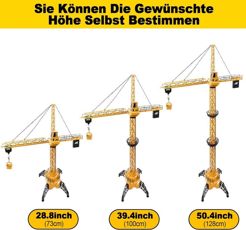 FORMIZON Ferngesteuerte Turmkran, 128 cm hohe 2,4 Hz Turmdrehkran, 6 Kanäle Tower Crane Elektrisch,