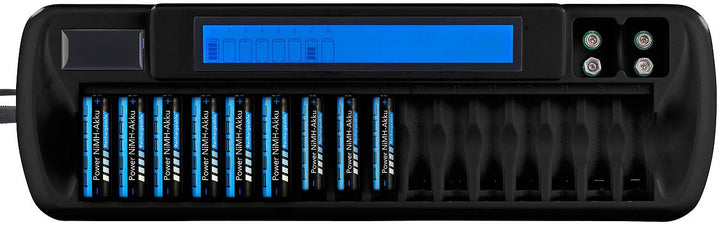 tka Köbele Akkutechnik Ladegerät AAA: Ladegerät für 16 AA(A)-Akkus und 2 9-Volt-Blöcke, LCD-Display