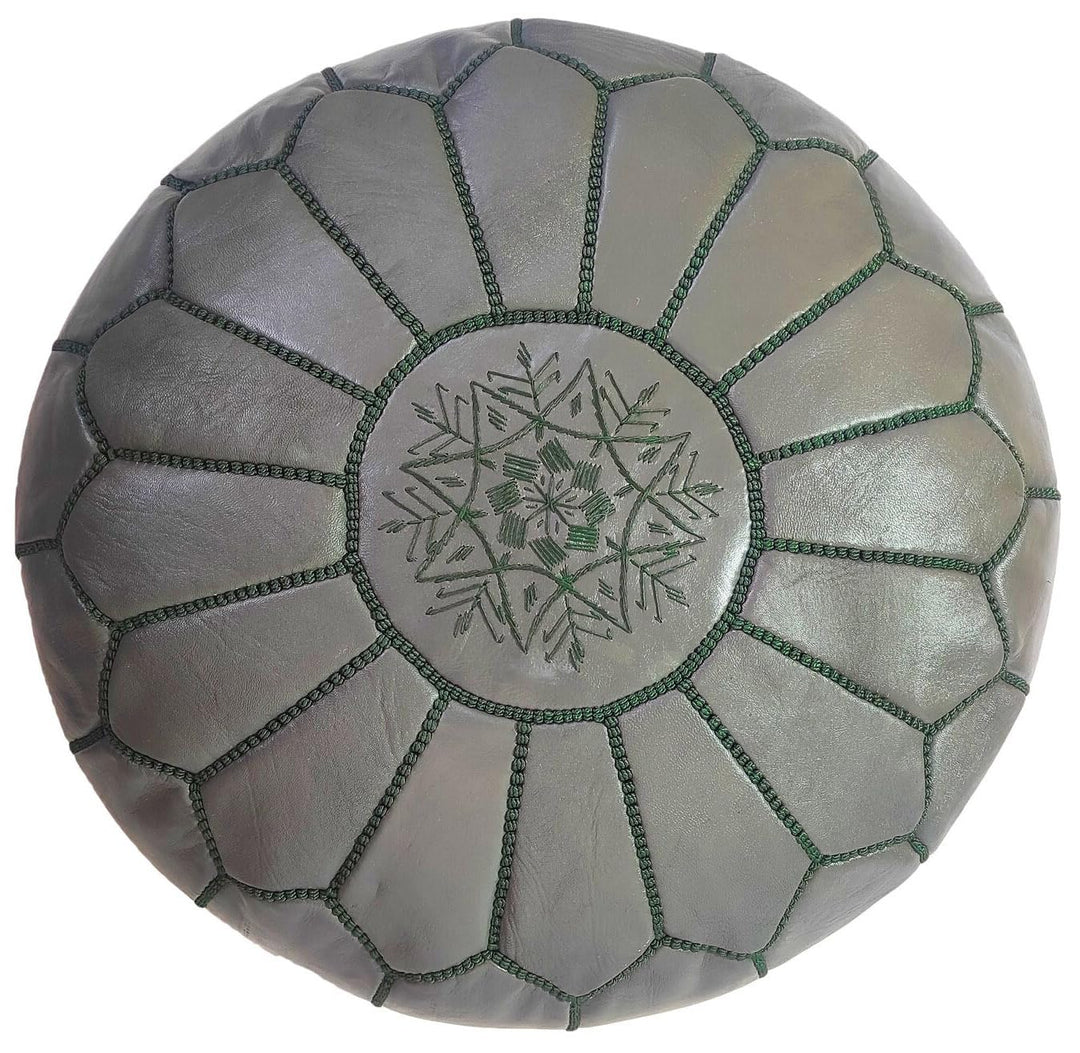 ALMADIH Leder Pouf Grün Echtleder Sitzkissen gefüllt geliefert - Traditionelle Handarbeit – Sitzsack