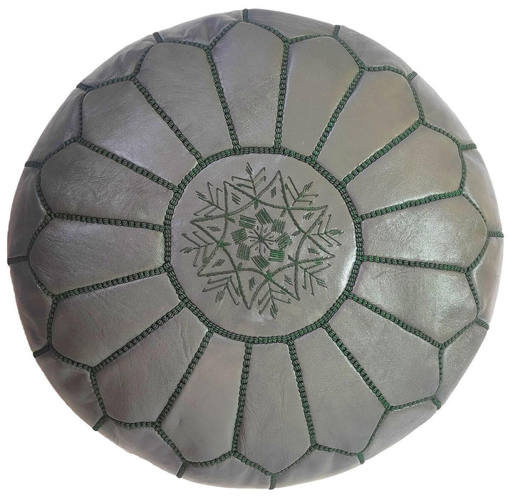 ALMADIH Leder Pouf Grün Echtleder Sitzkissen gefüllt geliefert - Traditionelle Handarbeit – Sitzsack