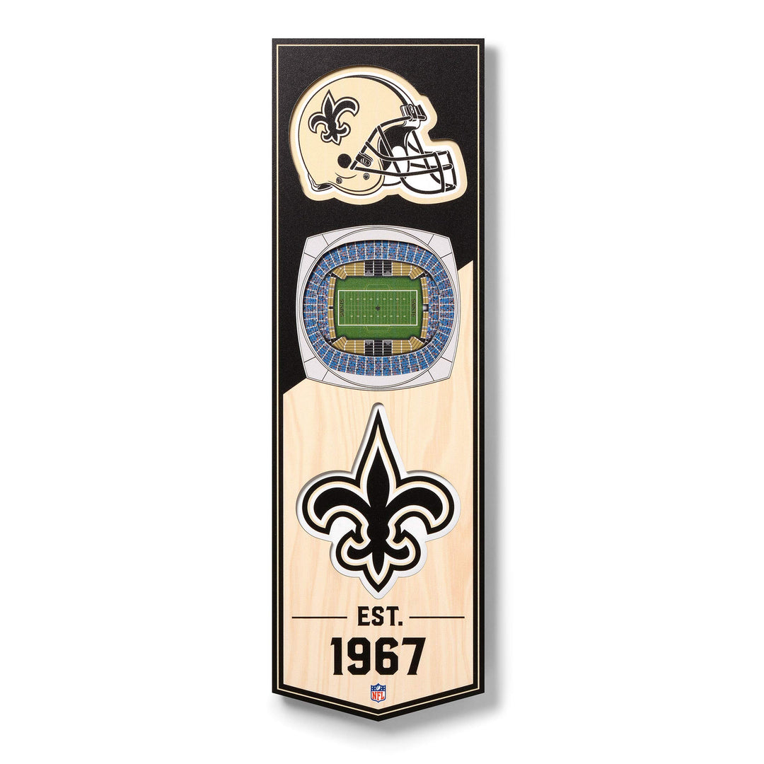 YouTheFan NFL 3D Stadion Banner, 15,2 x 48,3 cm New Orleans Saints, New Orleans Saints