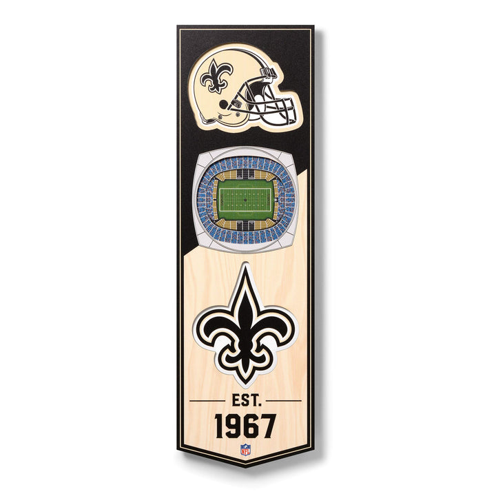 YouTheFan NFL 3D Stadion Banner, 15,2 x 48,3 cm New Orleans Saints, New Orleans Saints