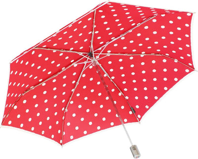 Knirps Regenschirm Slim Duomatic - klein und leicht mit Auf-Zu Automatik - Dot Art red, Dot Art Red