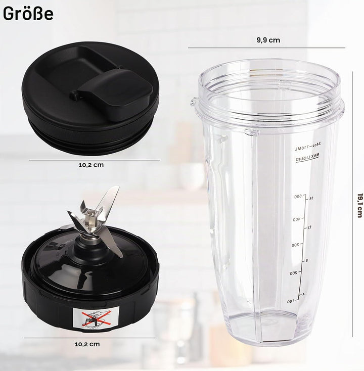 2 StüCk Mixer Becher Mit Deckel, Smoothie Flasche Glas 24Oz Becher Mit Einem Tragbaren Deckel Ersatz