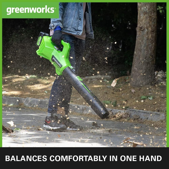 Greenworks G24ABIIK2 Axial Akku Laubbläser, 145 km/h, 9,08 m³/min 24V Akku & Ladegerät, 3 Jahre Gara