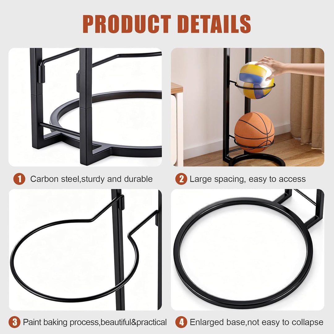 Ballständer, 5 Stufiger Ball Aufbewahrung,Abnehmbarer, aufstellbarer Ballständer, Basketballkorb, ge