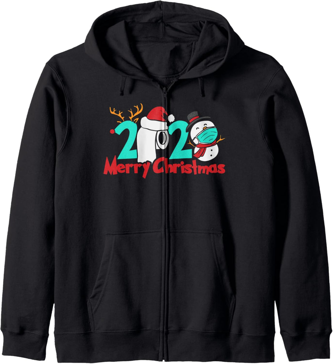 Merry Christmas 2020 Rentier Schneemann Weihnachtsmann Santa Kapuzenjacke
