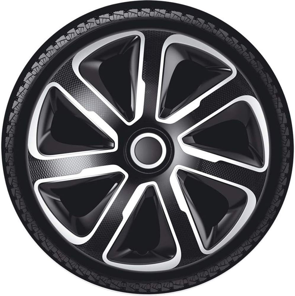 AUTO-STYLE Satz Radzierblenden Livorno 15-Zoll Silber/Schwarz Karbon-Look 15-inch Silber/Schwarz Kar