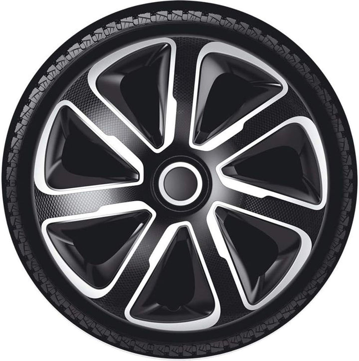 AUTO-STYLE Satz Radzierblenden Livorno 14-Zoll Silber/Schwarz Karbon-Look, 14-inch Silber/Schwarz Ka