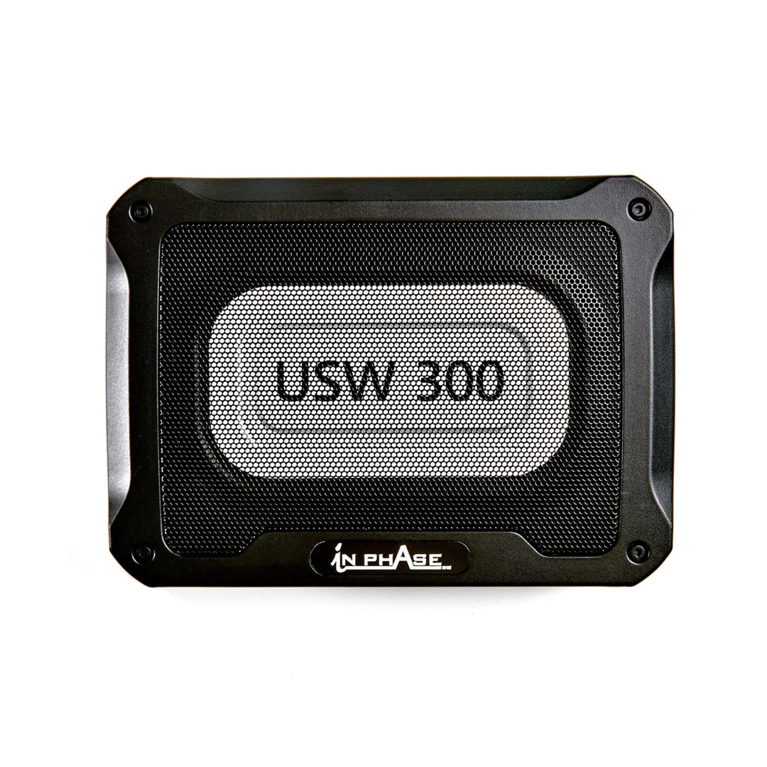 In Phase Car Audio USW300 300 W Ultraflaches, kompaktes aktives Subwoofersystem für den Untersitz, A