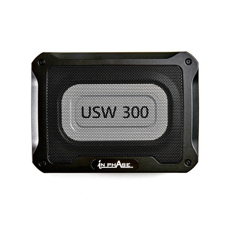 In Phase Car Audio USW300 300 W Ultraflaches, kompaktes aktives Subwoofersystem für den Untersitz, A