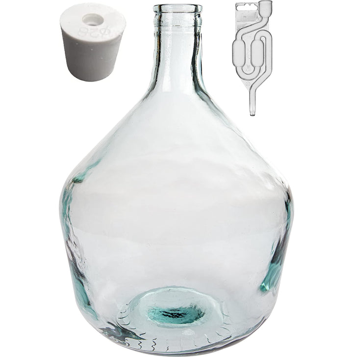 Weinballon + Gärröhrchen + Gummistopfen Gäreimer Glasballon Gärballon Glas (Weinballon SET) (5L), 5L