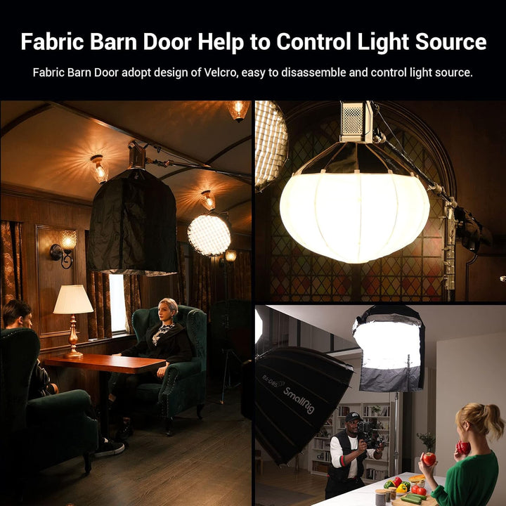 SMALLRIG Laternen Softbox 60cm/26 Zoll, Bowens Mount Softbox mit Klettverschluss Flexible Barndoor T