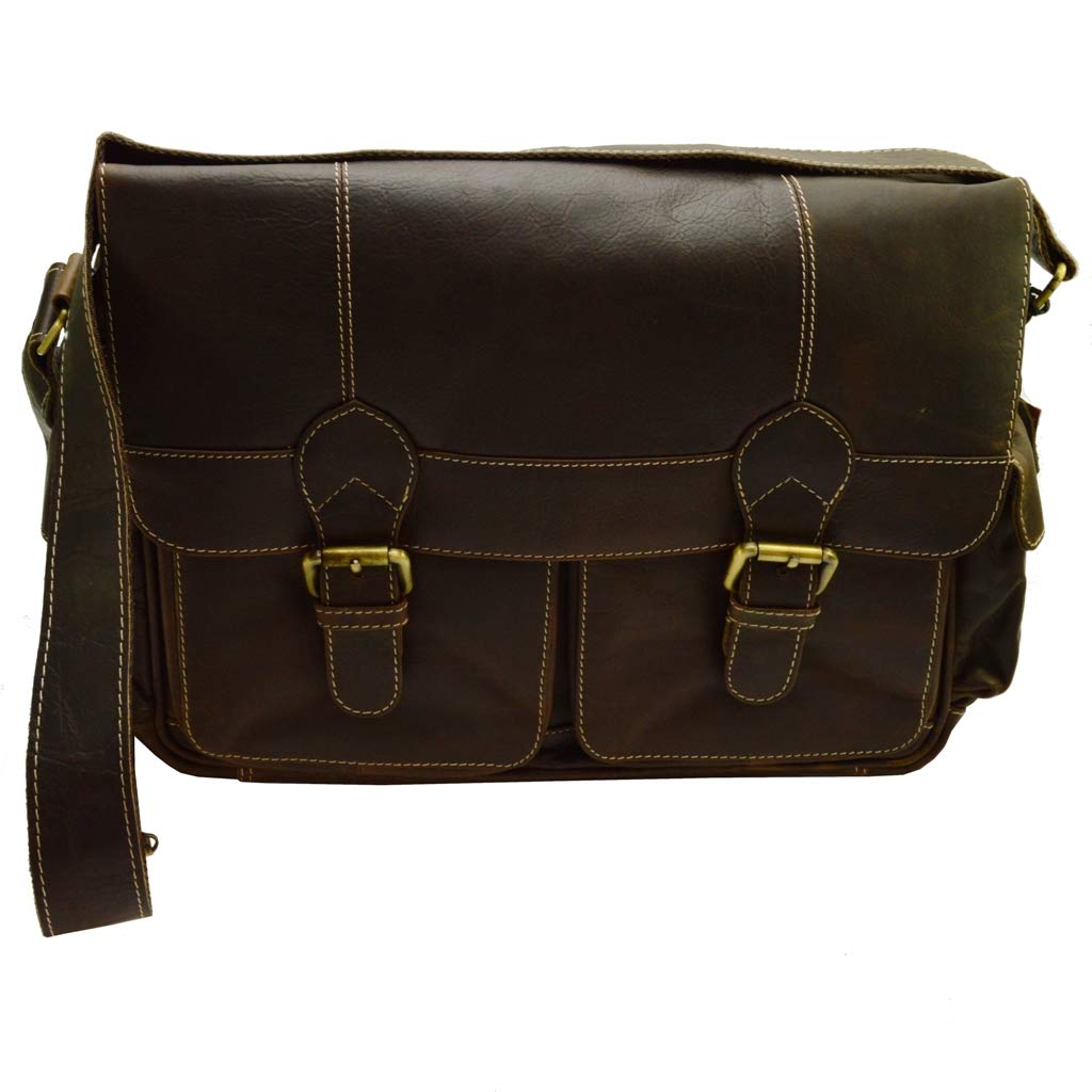 flevado Büffelleder Aktentasche Lehrertasche Unisex geöltes Leder Hochwertig braun