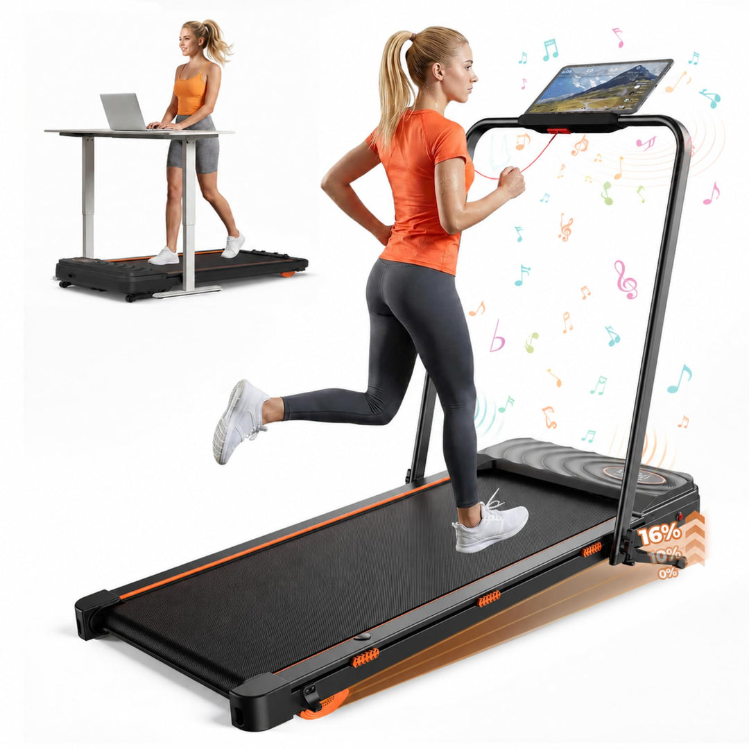JAGJOG Klappbar Laufband mit Auto 16% Steigung, Laufband für Zuhause 12 km/h, Walking Pad mit APP &