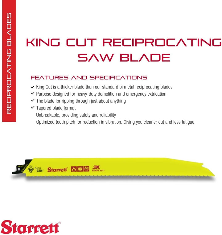 Starrett Bi-Metal King Cut Hochleistungs-Sägeblatt mit extra tiefer Säbelwirkung 300 mm (12 Zoll) -