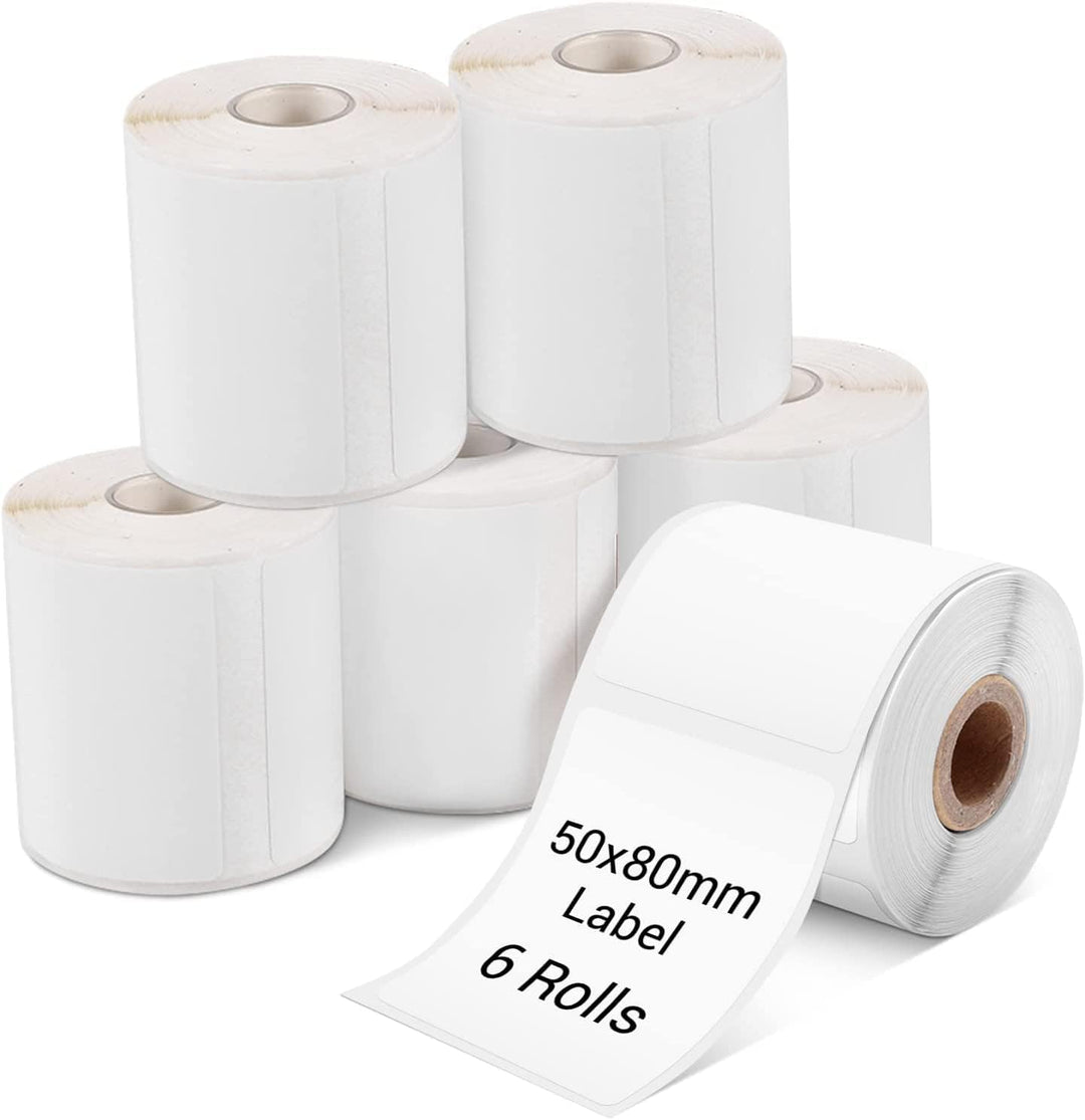 Phomemo 6 Rollen M110 Etikett, 6 Rollen M110/M110S/M120/M200/M220/M221 Thermopapier – 50 x 80 mm) Et