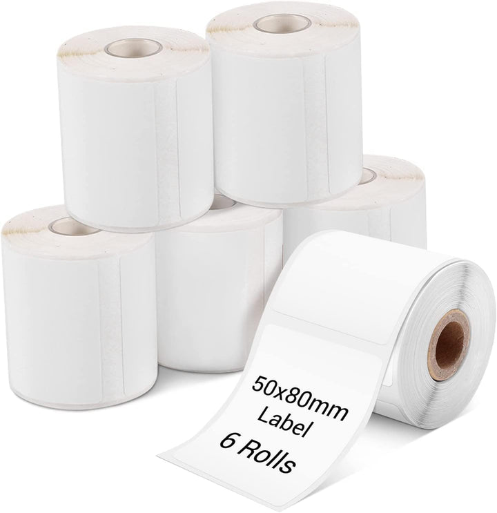 Phomemo 6 Rollen M110 Etikett, 6 Rollen M110/M110S/M120/M200/M220/M221 Thermopapier – 50 x 80 mm) Et