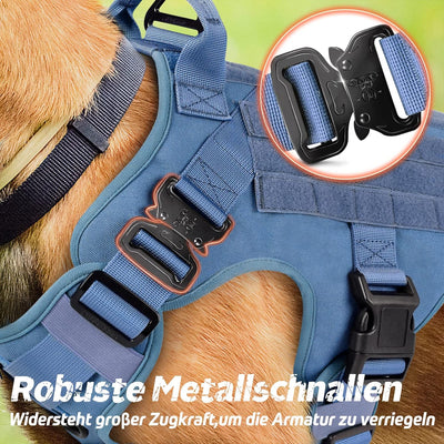 rabbitgoo No Pull Hundegeschirr Mittlere Grosse Hunde, Taktische Brustgeschirr mit MOLLE Griff Metal