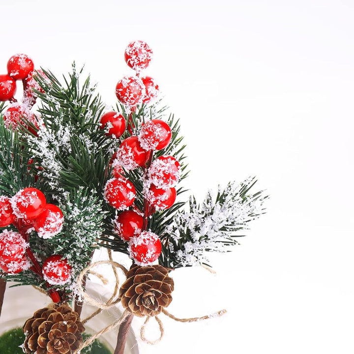 10 Stück Künstliche Rote Stechpalmen Beeren 15cm Weihnachtsbeeren Kleine Künstliche Tannenzweige mit