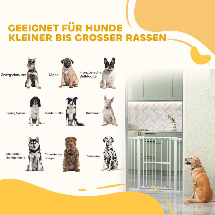 PawHut Treppenschutzgitter 94cm Türschutzgitter Absperrgitter ohne Bohren 76-104 cm Schutzgitter aus