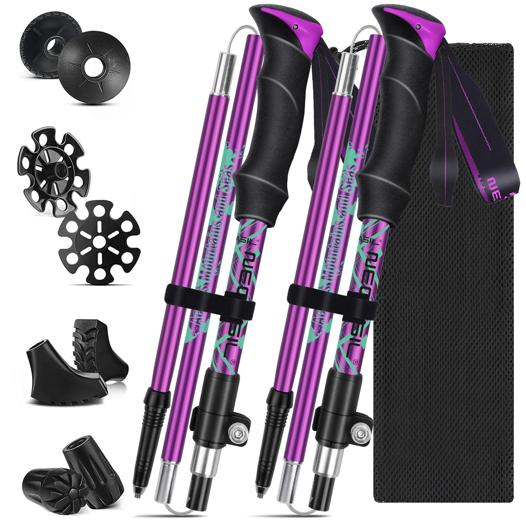 HOVIN Walking Stöcke Damen,Wanderstöcke Faltbar 105-125cm,Trekkingstöcke mit Gummipuffers für Trekki