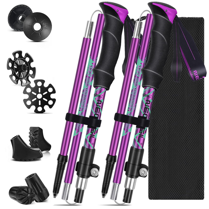 HOVIN Walking Stöcke Damen,Wanderstöcke Faltbar 105-125cm,Trekkingstöcke mit Gummipuffers für Trekki