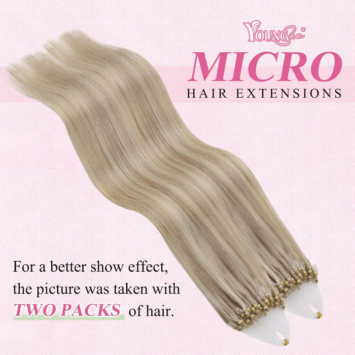 YoungSee Microring Extensions Blond Microring Extensions Echthaar 1g Blond Micro Loop Hair Extension