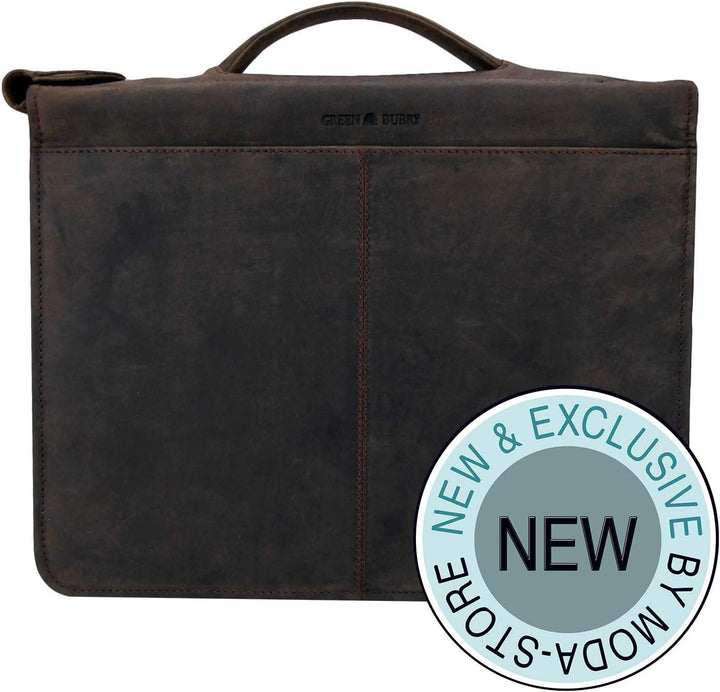 Greenburry Dokumentenmappe Leder - Braun Vintage Revival - Hochwertiges Rindsleder - Schreibmappe Le