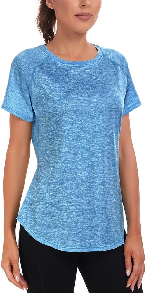 Jlowesun Sportshirt Damen Kurzarm, Leichtes Atmungsaktiv Funktions Back Mesh Sport Oberteile Damen,