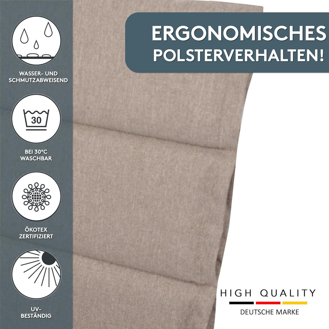 LILENO HOME Gartenstuhl Auflagen als [2er Set - Hochlehner] in Taupe - Bequeme Liegen als Sitzauflag