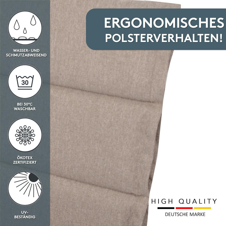 LILENO HOME Gartenstuhl Auflagen als [2er Set - Hochlehner] in Taupe - Bequeme Liegen als Sitzauflag