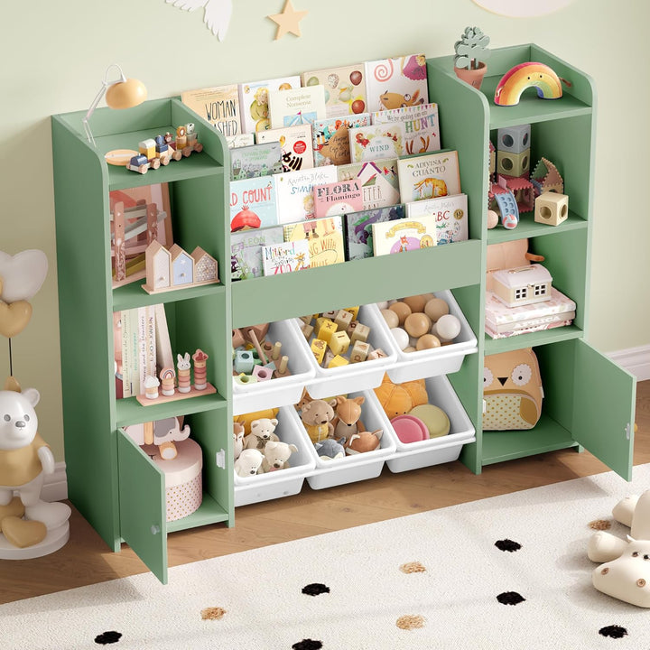 FOREHILL Kinderregal mit Kinderbücherregal Kinderzimmer Möbel aus Holz Bücherregal für Kinder mit Au