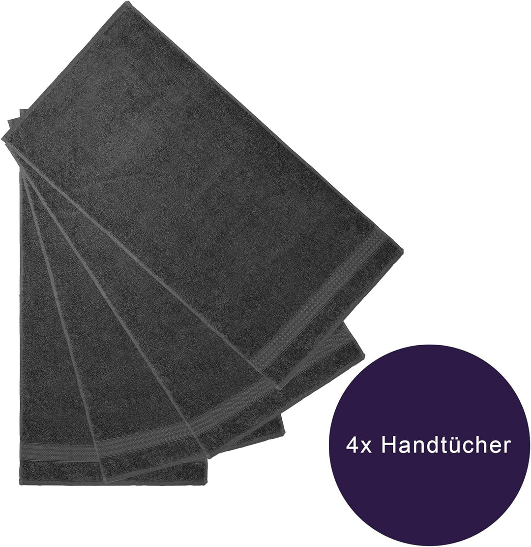 Brielle Handtuch-Set aus 100% Baumwolle - 4 Handtücher 50x100 cm, Baumwolle Sehr saugfähige Handtüch