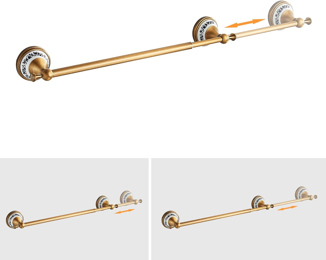 Handtuchstange aus antikem Messing, verstellbar, 39,9 bis 70,5 cm, Badetuchhalter für Badezimmer, Ha