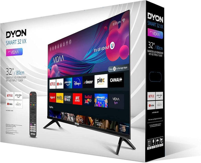 DYON Smart 32 VX 80 cm (32 Zoll) Fernseher (HD Smart TV, HD Triple Tuner (DVB-C/-S2/-T2), App Store,