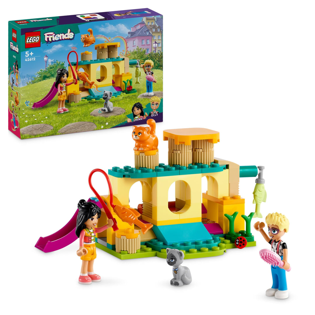 LEGO Friends Abenteuer auf dem Katzenspielplatz, Set mit Spielzeug-Tieren und Figuren, darunter Olly