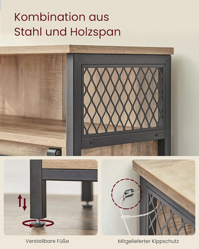 VASAGLE Sideboard, Küchenschrank, Aufbewahrungsschrank, mit Schiebetür, 30 x 70 x 80 cm, verstellbar