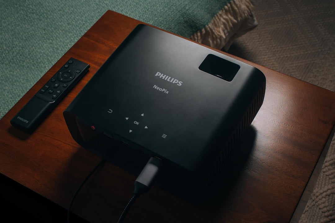 Philips NeoPix 122 Mini Beamer: True HD 720p, WiFi Dual Band Screen Mirroring, Integriertes Audio 2.