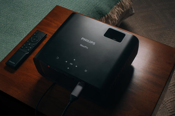Philips NeoPix 122 Mini Beamer: True HD 720p, WiFi Dual Band Screen Mirroring, Integriertes Audio 2.
