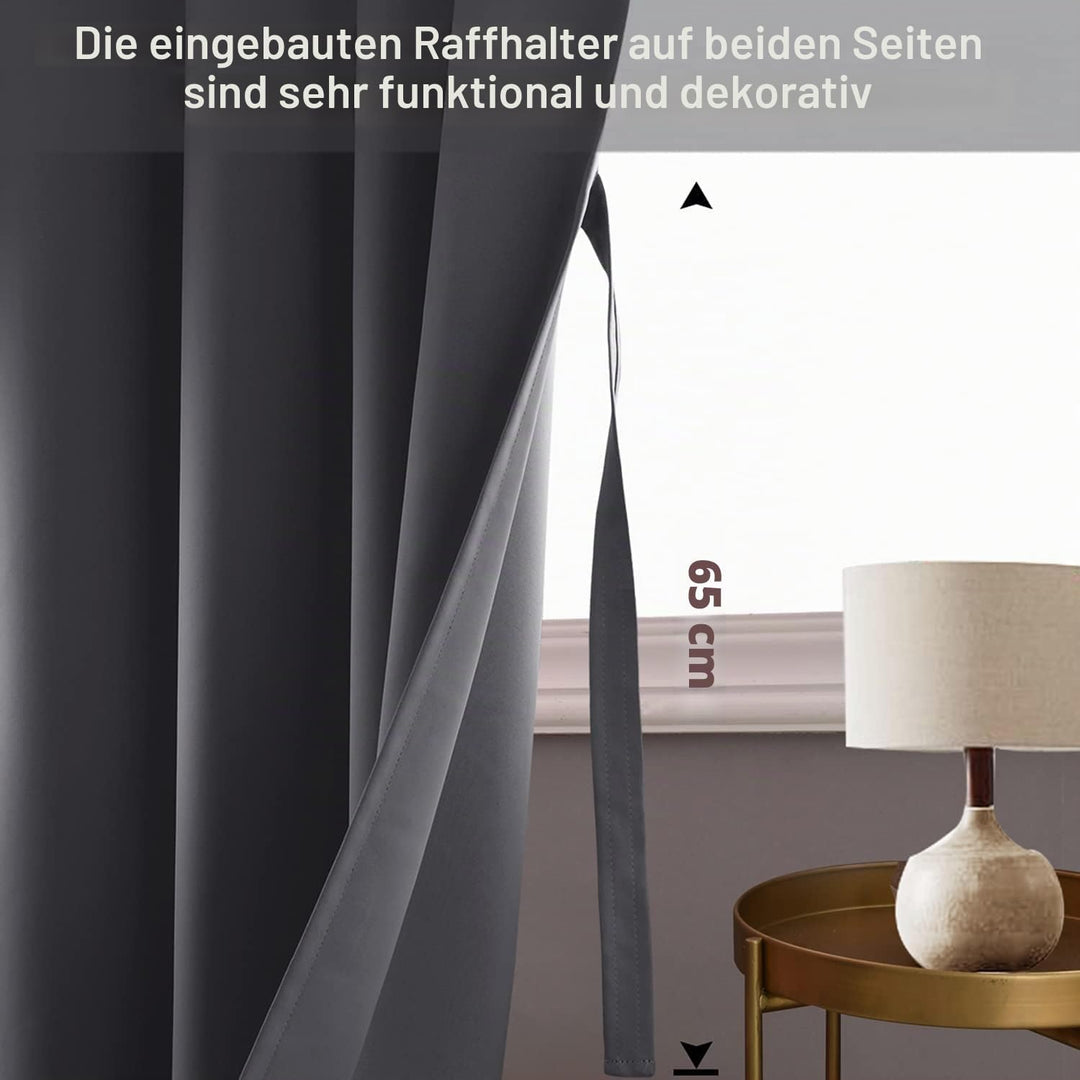 JIUZHEN Blickdicht Vorhänge Gardinen Ösenvorhang für Schlafzimmer Wohnzimmer,Dark Grau Verdunkelungs