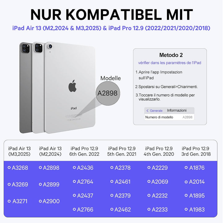 Earto iPad Pro 12,9 Tastatur 2022, Magnetische Freischwebende Tastatur Hülle mit Touchpad, 7-Farbige