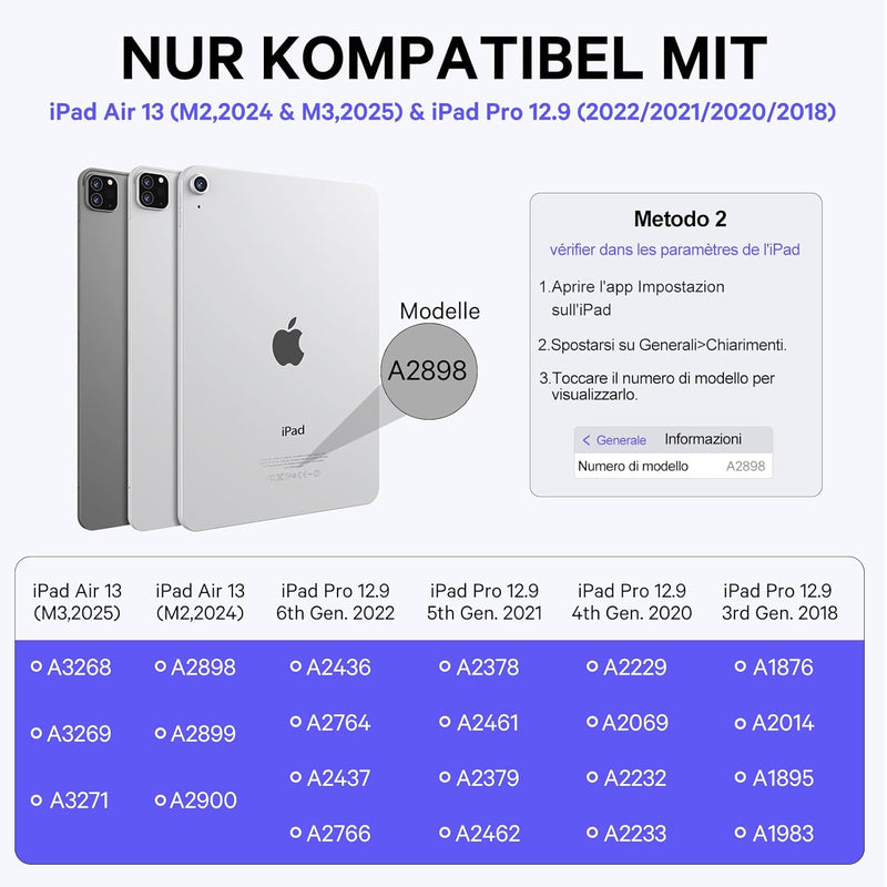 Earto iPad Pro 12,9 Tastatur 2022, Magnetische Freischwebende Tastatur Hülle mit Touchpad, 7-Farbige