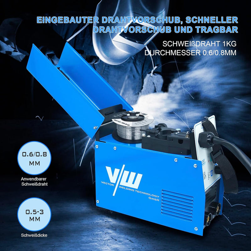 Fülldraht Schweissgerät ohne Gas - SET 33-teilig - Drahtschweissgerät mit 145 Amp & Elektrodenschwei