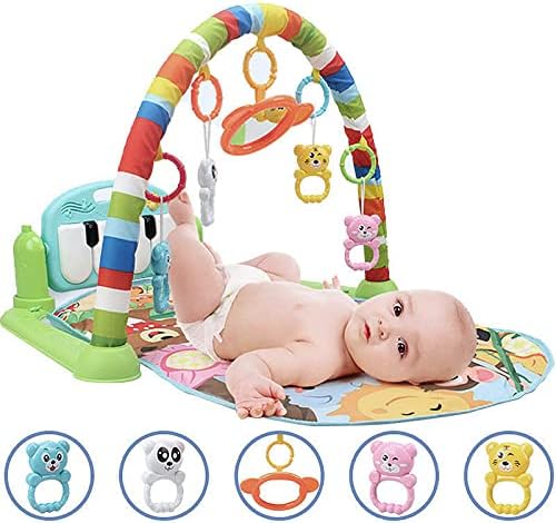 Krabbeldecke für Babys, mit Spielbögen, bunt, mit niedlichen Motiven, die Babys anziehen, A-Grün, A-